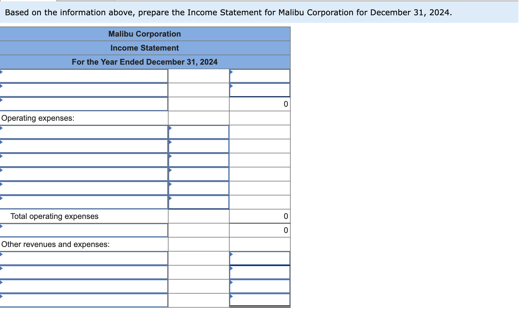 Malibu Corporation’s fiscal year-end is December 31, | Chegg.com