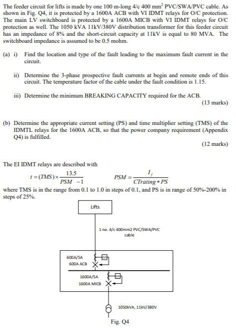 The Feeder Circuit For Lifts Is Made By One 100 M Chegg Com