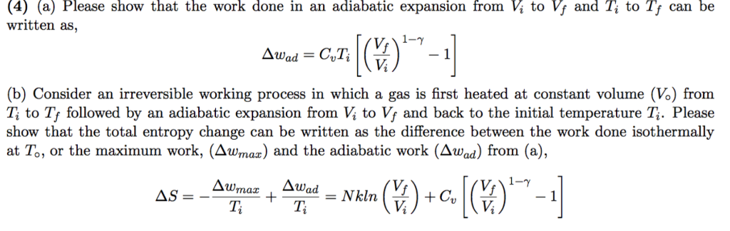 Solved (4) (a) Please show that the work done in an | Chegg.com