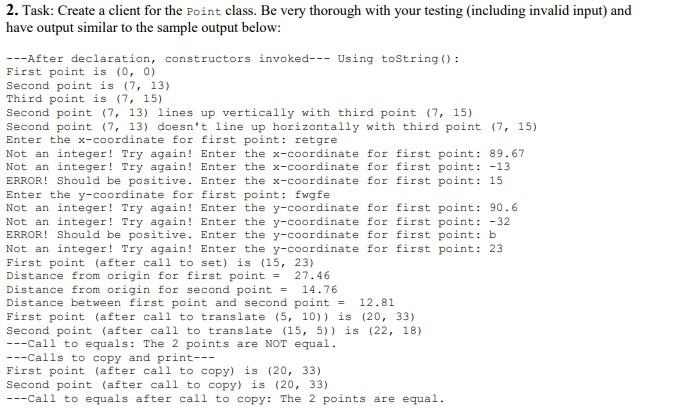 Solved 1. Task: Create a point class. The class should | Chegg.com
