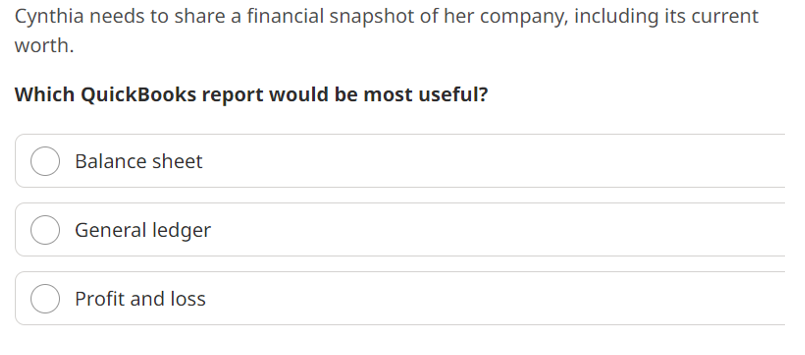 Solved Cynthia needs to share a financial snapshot of her | Chegg.com