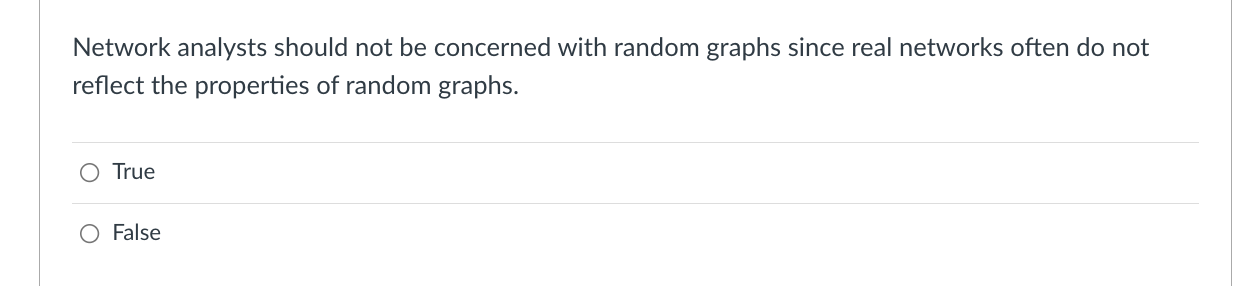 Solved Network analysts should not be concerned with random | Chegg.com
