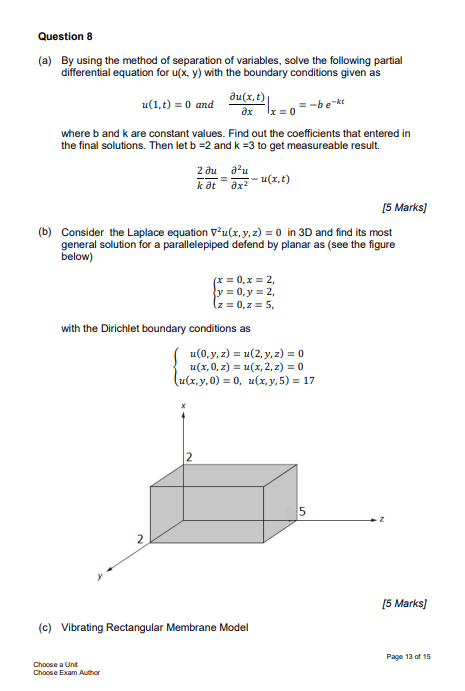 Question 8 A By Using The Method Of Separation O Chegg Com