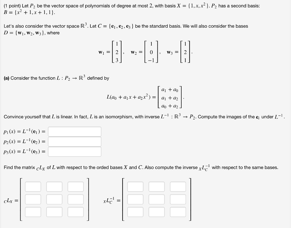 Solved (1 point) Let P2 be the vector space of polynomials | Chegg.com