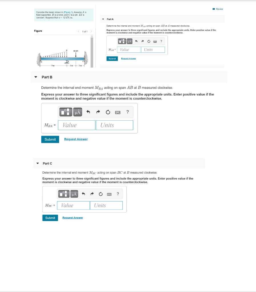 Solved Review Consider the beam shown in Figure 1). Assume | Chegg.com