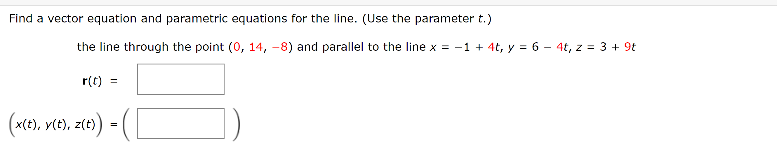 Solved Find a vector equation and parametric equations for | Chegg.com