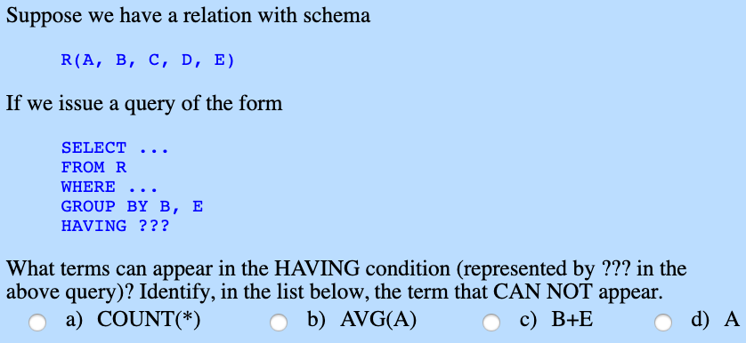 Solved Suppose We Have A Relation With Schema R(A, B, C, D, | Chegg.com