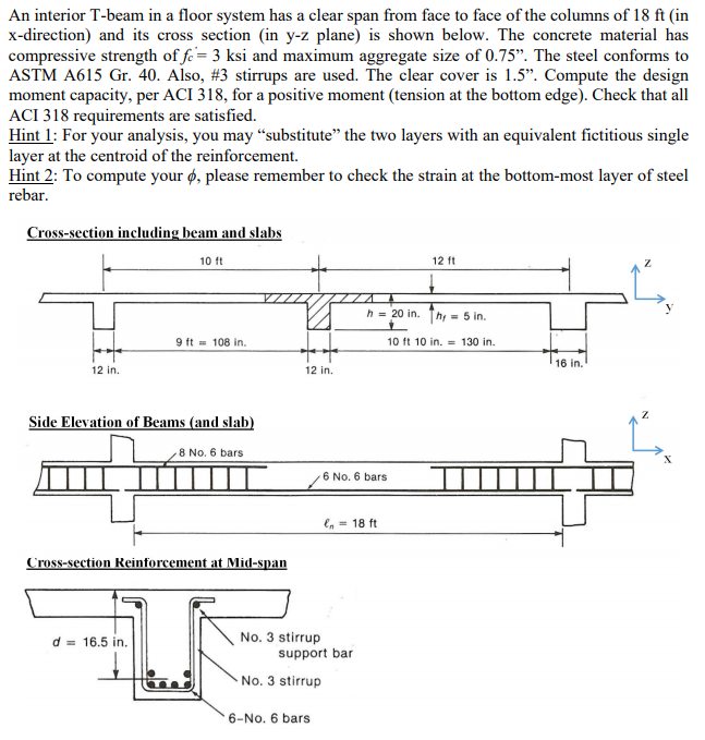 Solved An interior T-beam in a floor system has a clear span | Chegg.com