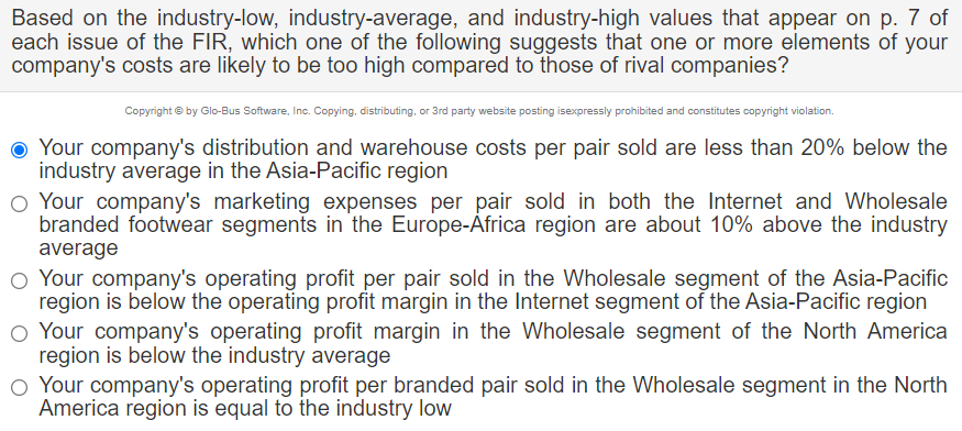 Solved Based on the industry-low, industry-average, and | Chegg.com