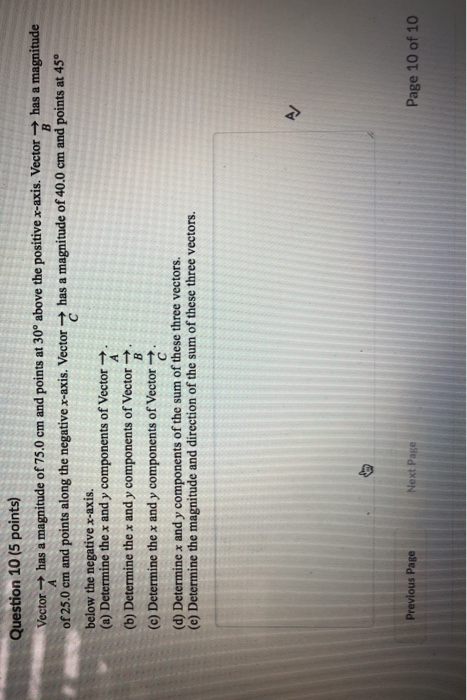 Solved Question 10 (5 Points) Vector Has A Magnitude Of 75.0 | Chegg.com