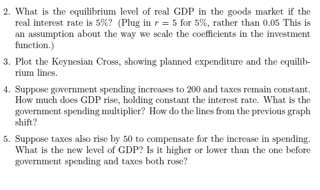 Solved 2 Keynesian Cross Assume That Households Consumption 1280