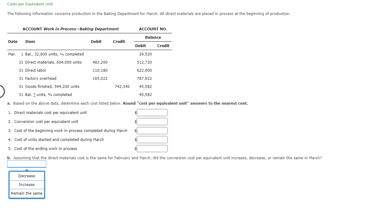 Solved The following information concerns production in the | Chegg.com