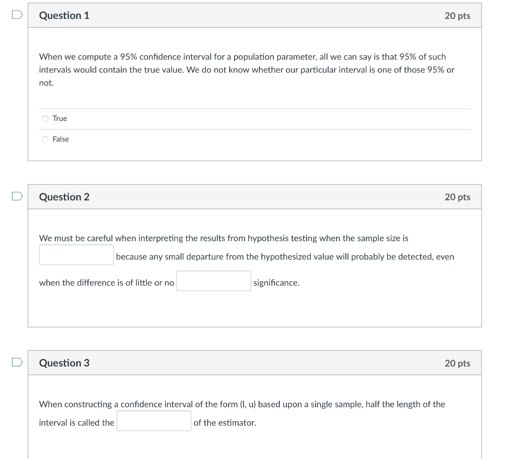 Solved When we compute a 95% confidence interval for a | Chegg.com