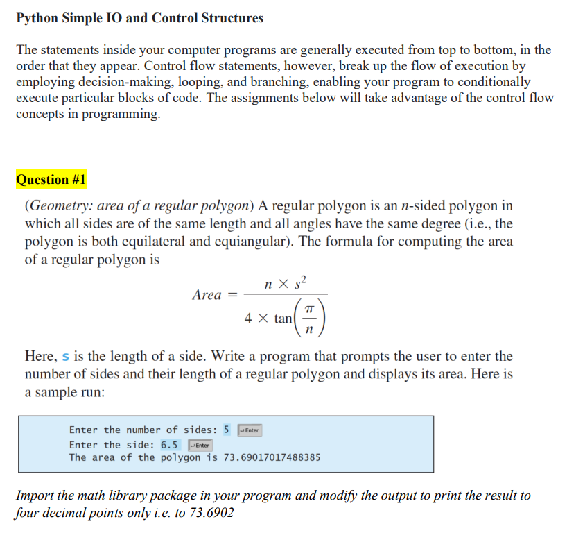 Solved Python Simple IO and Control Structures The | Chegg.com