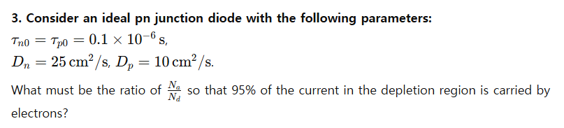 Solved Consider an ﻿ideal pn ﻿junction diode with the | Chegg.com