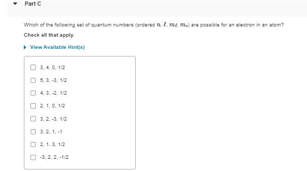 Solved Every electron in an atom is described by a unique | Chegg.com