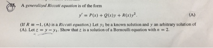 Solved A generalized Riccati equation is of the form (If | Chegg.com