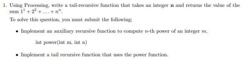 Solved (Java) - Using Java, write a tail-recursive function | Chegg.com