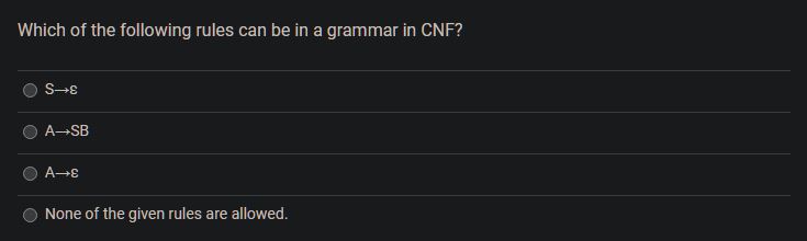 Solved Which of the following rules can be in a grammar in | Chegg.com