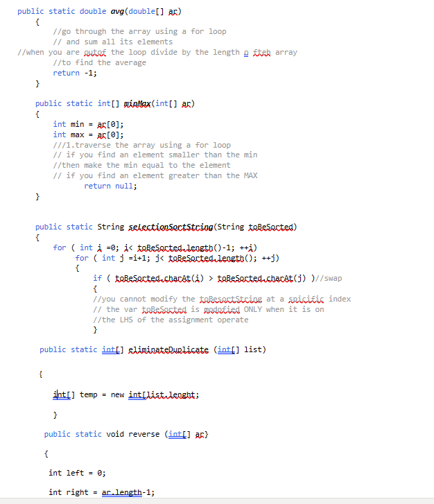 Solved public static double avg (double[] ﻿a्रo){//go | Chegg.com