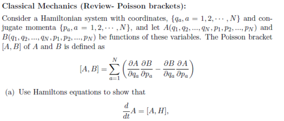 Solved Classical Mechanics (Review- Poisson Brackets): | Chegg.com