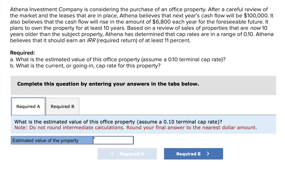 Solved Athena Investment Company is considering the purchase