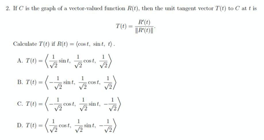 Solved 1. If C is the graph of a vector-valued function | Chegg.com