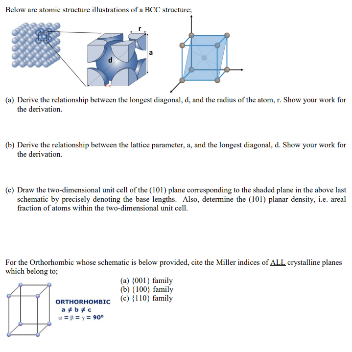 Solved Below are atomic structure illustrations of a BCC | Chegg.com