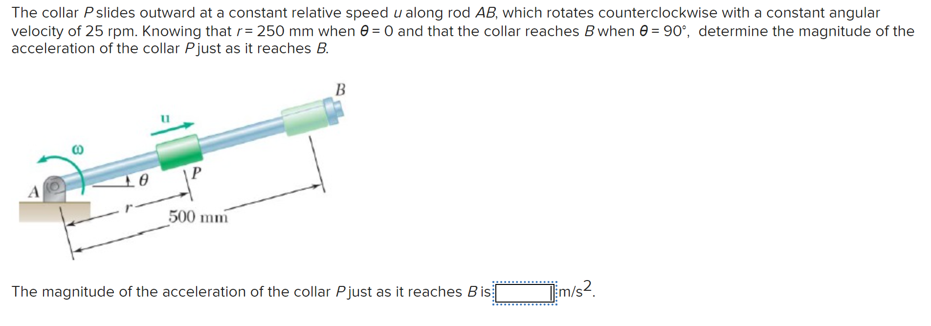 Solved The Collar P Slides Outward At A Constant Relative | Chegg.com