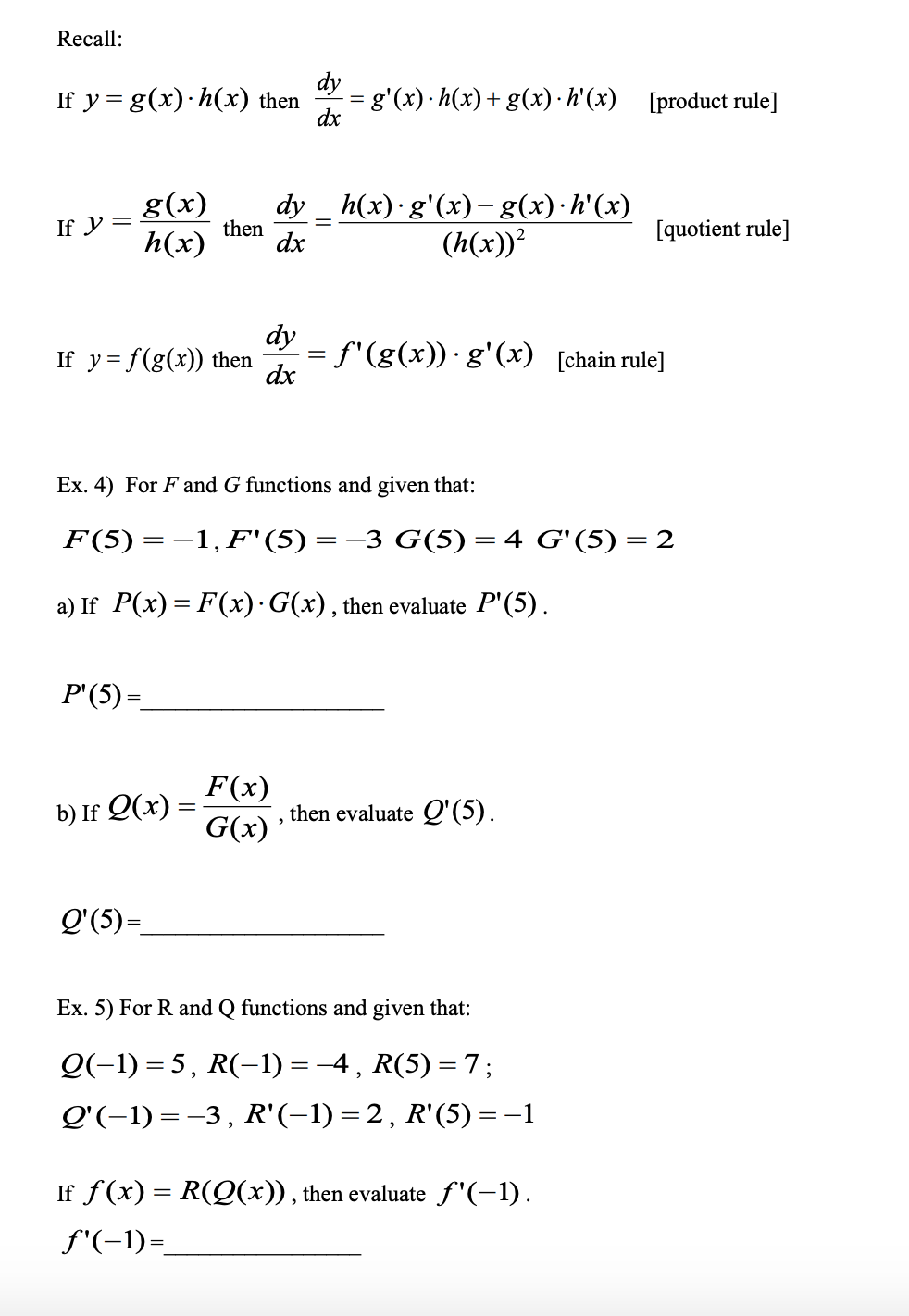 Solved Recall If Y G X H X Then Dy G X H X G Chegg Com