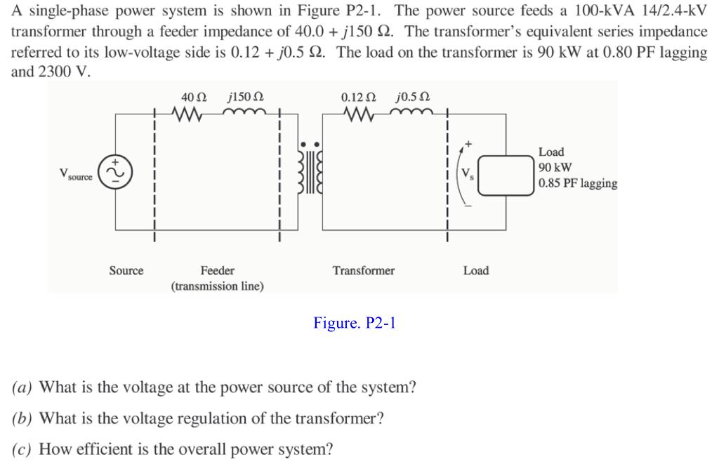 Solved A single-phase power system is shown in Figure P2-1. | Chegg.com
