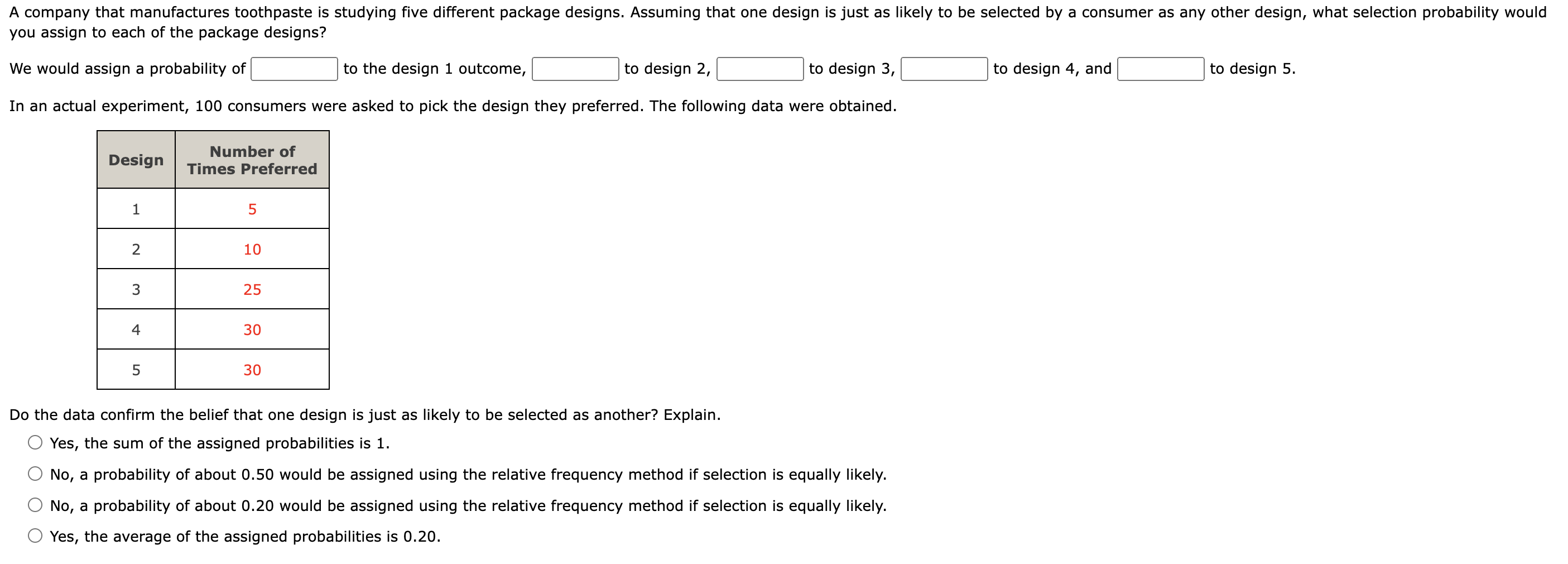 Solved you assign to each of the package designs? We would | Chegg.com