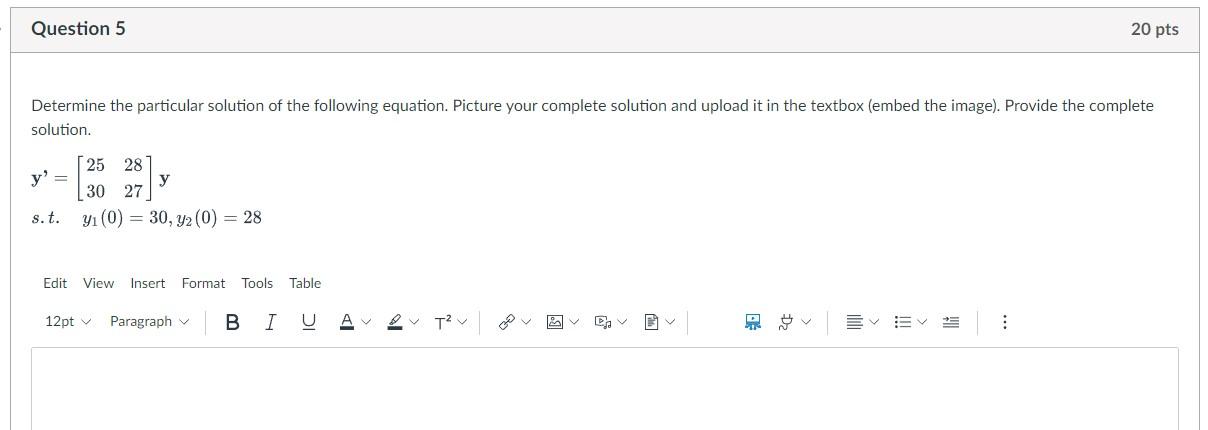 Solved Question 5 20 pts Determine the particular solution | Chegg.com