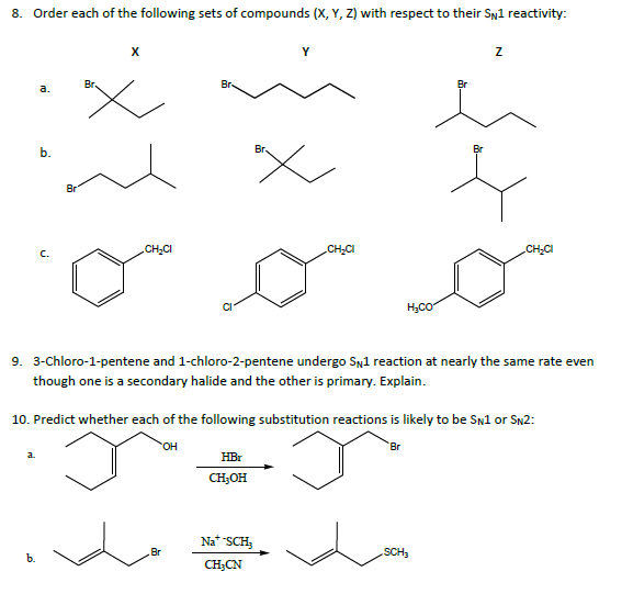 Solved 8. Order each of the following sets of compounds | Chegg.com