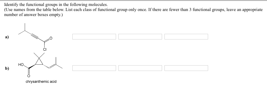 Solved Identify the functional groups in the following | Chegg.com