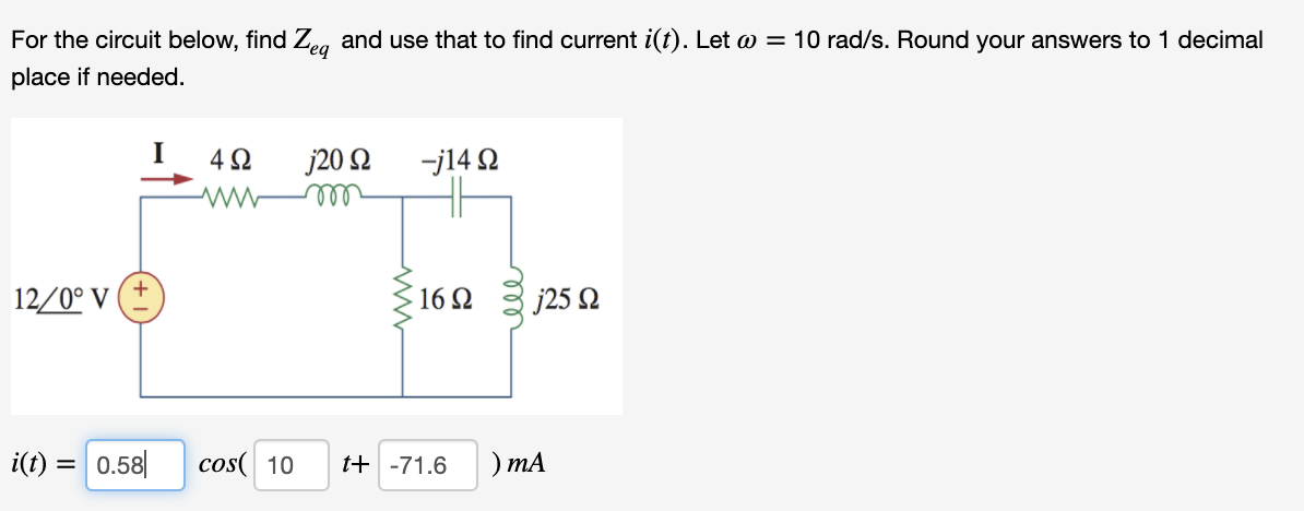 Solved For the circuit below, find Zeq and use that to find | Chegg.com