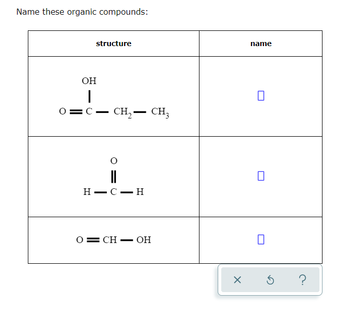 Solved Name these organic compounds: structure name OH | | Chegg.com
