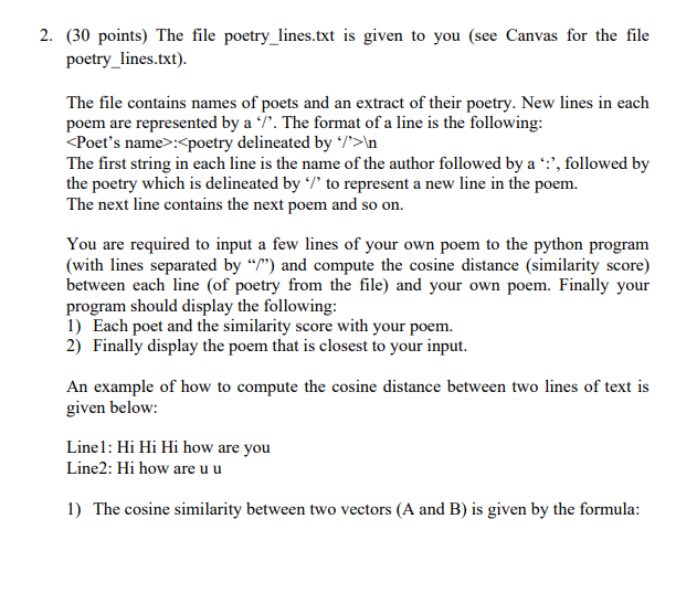 Solved (30 points) The file poetry_lines.txt is given to you | Chegg.com