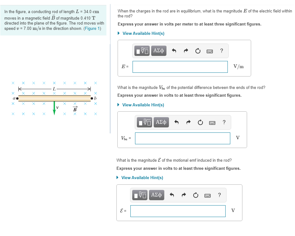 Solved In The Figure A Conducting Rod Of Length L 34 0 Chegg Com