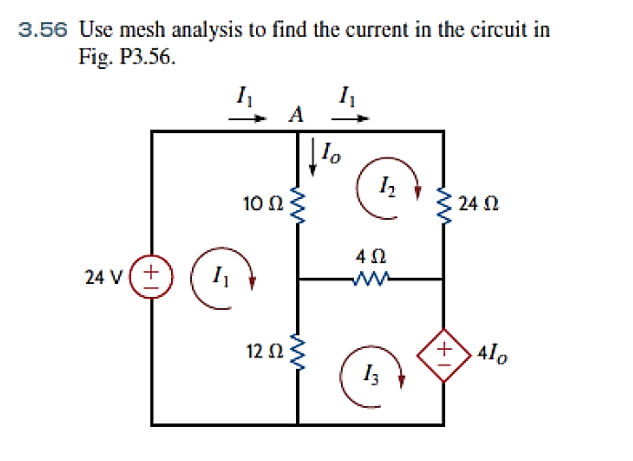 Solved 3.56 Use Mesh Analysis To Find The Current In The | Chegg.com