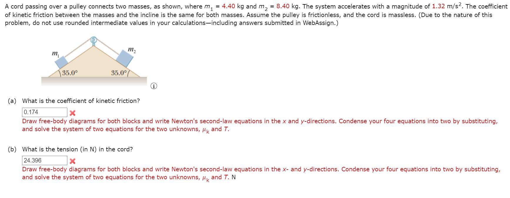 Solved A Cord Passing Over A Pulley Connects Two Masses As