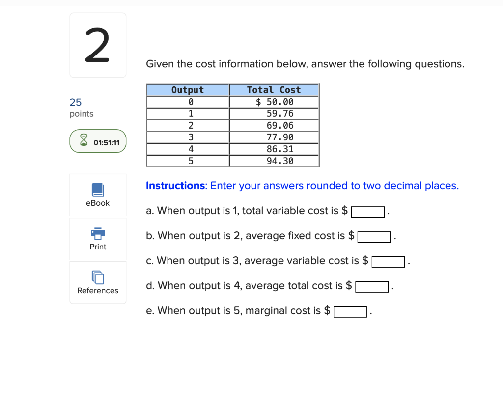 Solved Given The Cost Information Below, Answer The | Chegg.com