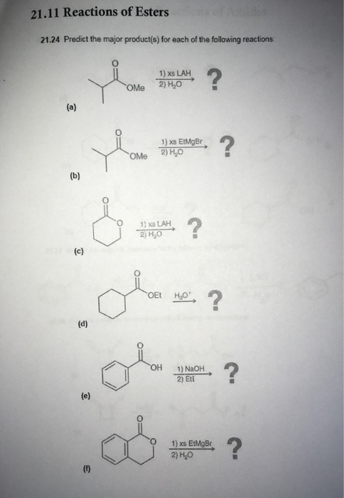 Solved Predict the major product(s) for each of the | Chegg.com
