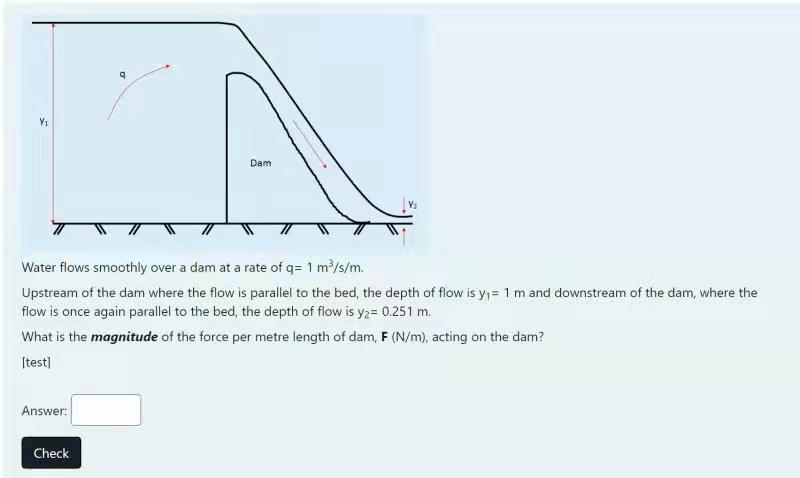 Solved 9 YA Dam Water flows smoothly over a dam at a rate of | Chegg.com