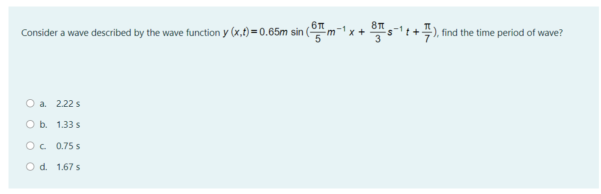 Solved 6T Consider a wave described by the wave function y | Chegg.com