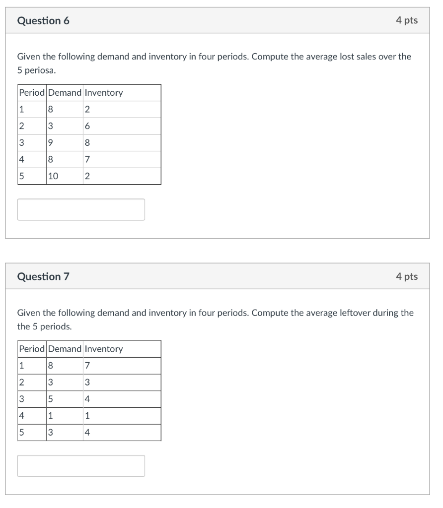 Solved Question 6 4 pts Given the following demand and | Chegg.com
