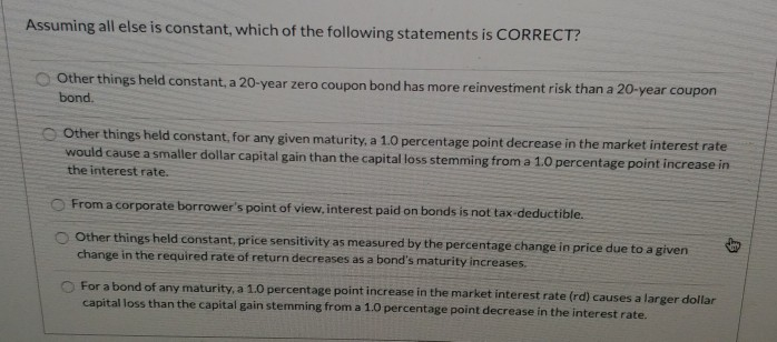 Solved Assuming All Else Is Constant Which Of The Follow Chegg Com