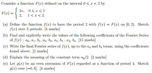 Solved Consider a function F() defined on the interval 0