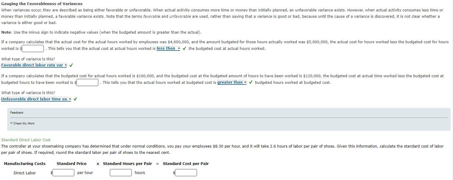 Gauging the Favorableness of Variances variance is | Chegg.com