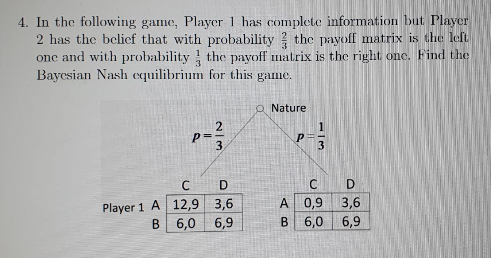 Solved 4. In The Following Game, Player 1 Has Complete | Chegg.com